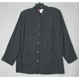 J M collection by Jennifer Moore blouse womens 18W black windowpane print flowy